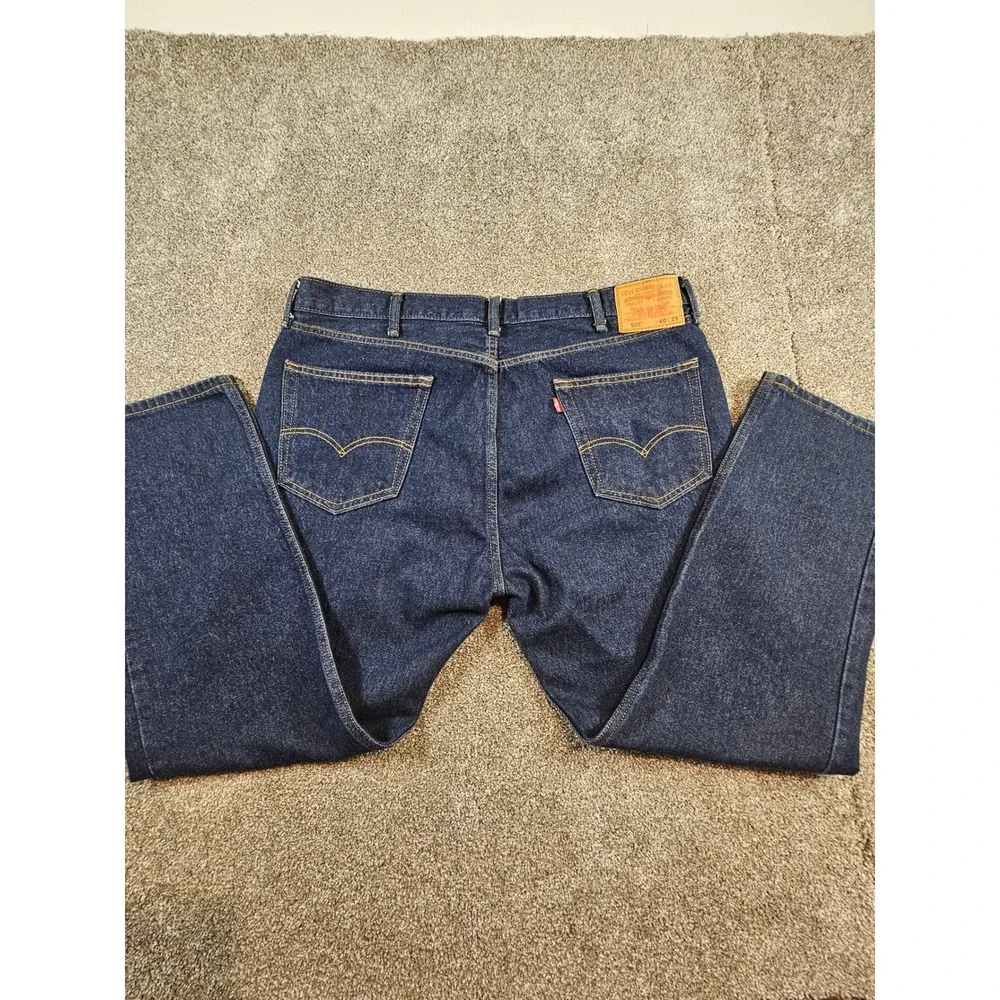 Levis 505 Regular Fit Jeans Mens 40x29 Dark Wash Indigo Blue Denim Straight Leg